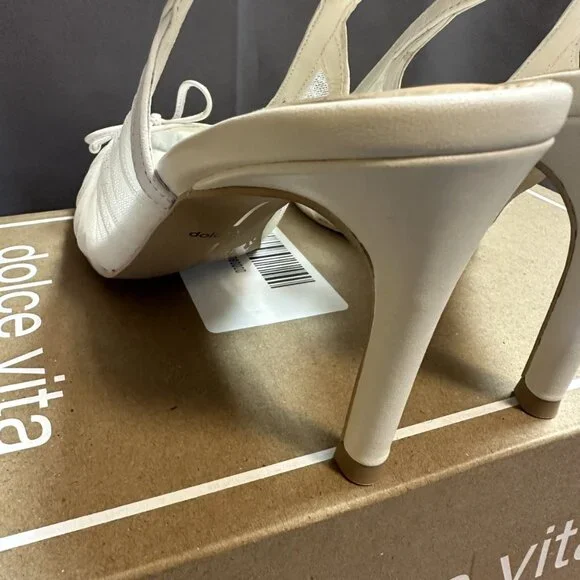 Dolce Vita ‘Yela’ White Tulle Pointed-Toe Slingback Heel Pumps - Picture 12 of 16